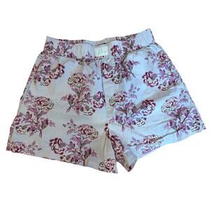 J.CREW Women's Sleep Shorts XS Purple Pink Floral 100% Cotton Pajamas